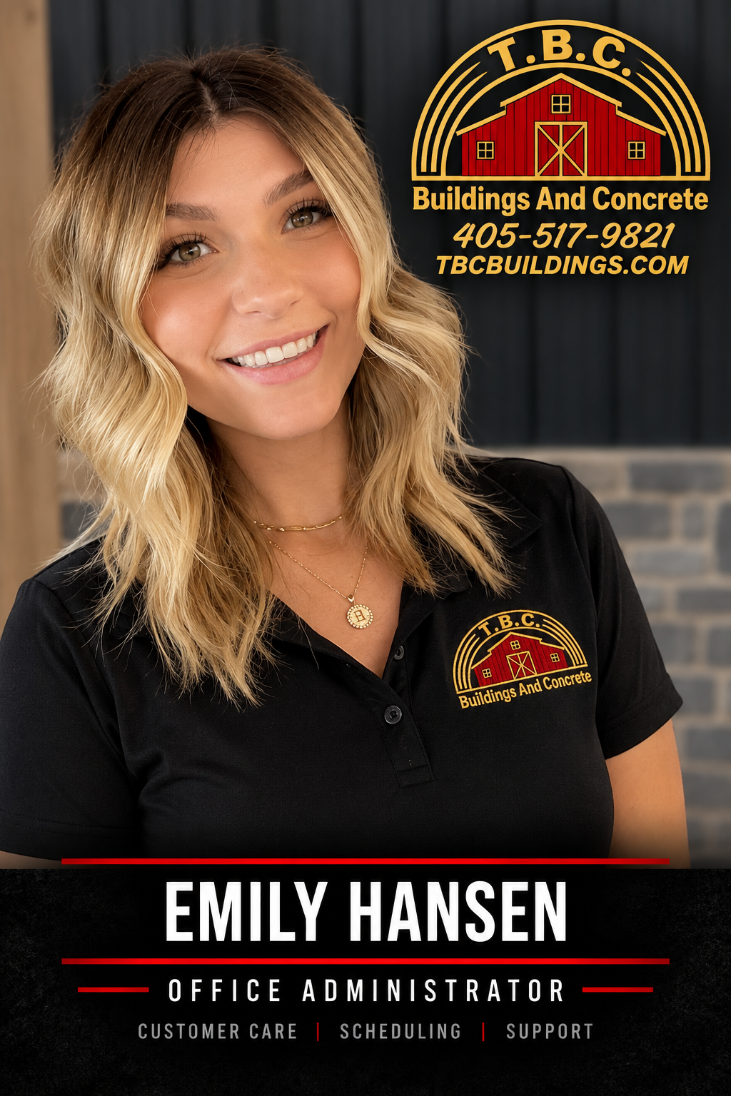 Emily Hansen, Office Administrator at TBC Buildings & Concrete